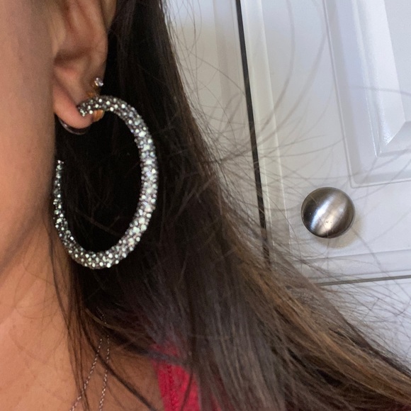 Grey pave crystal hoops - Picture 1 of 3